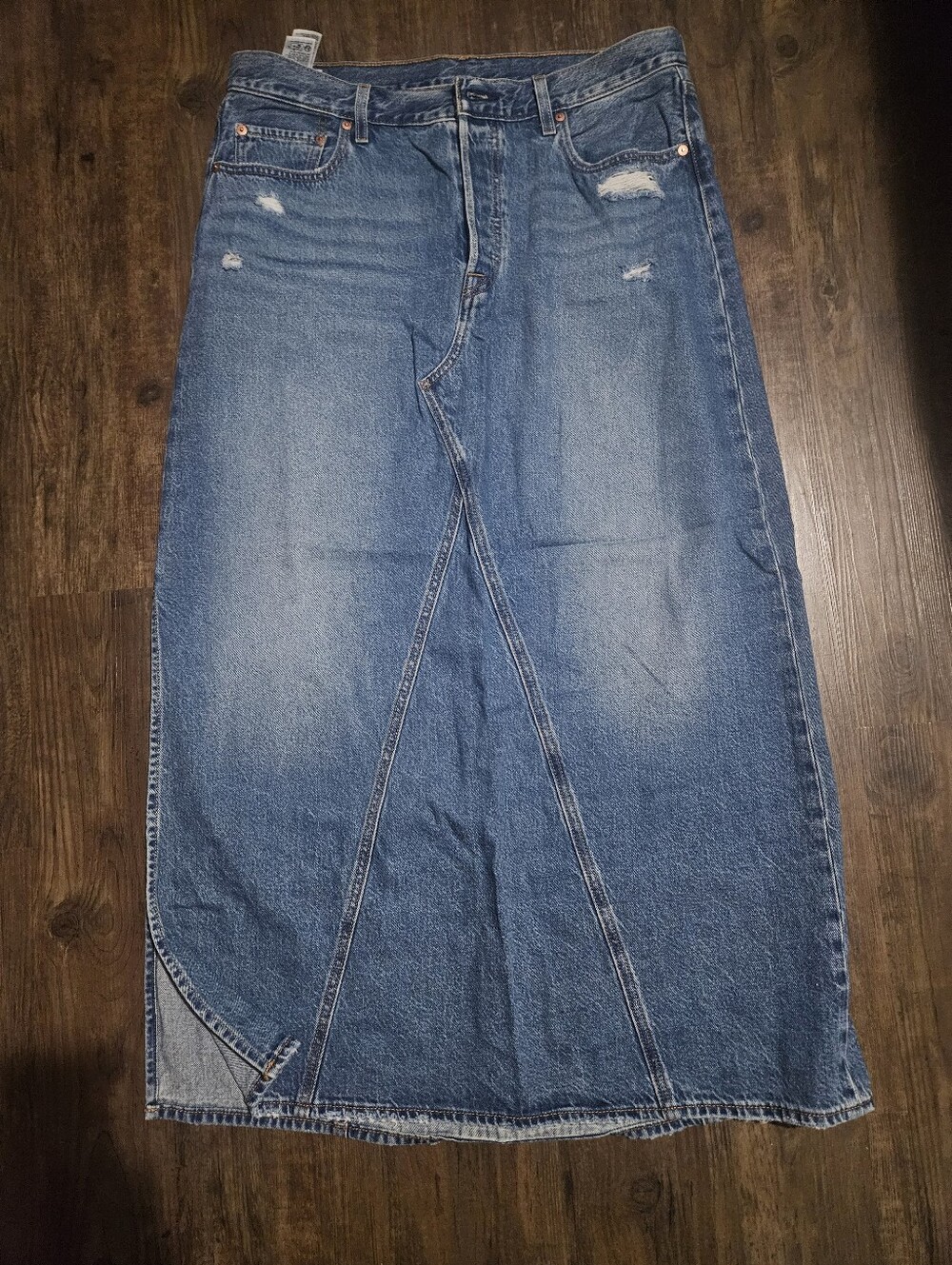 Levi's Distressed Denim Maxi Skirt
